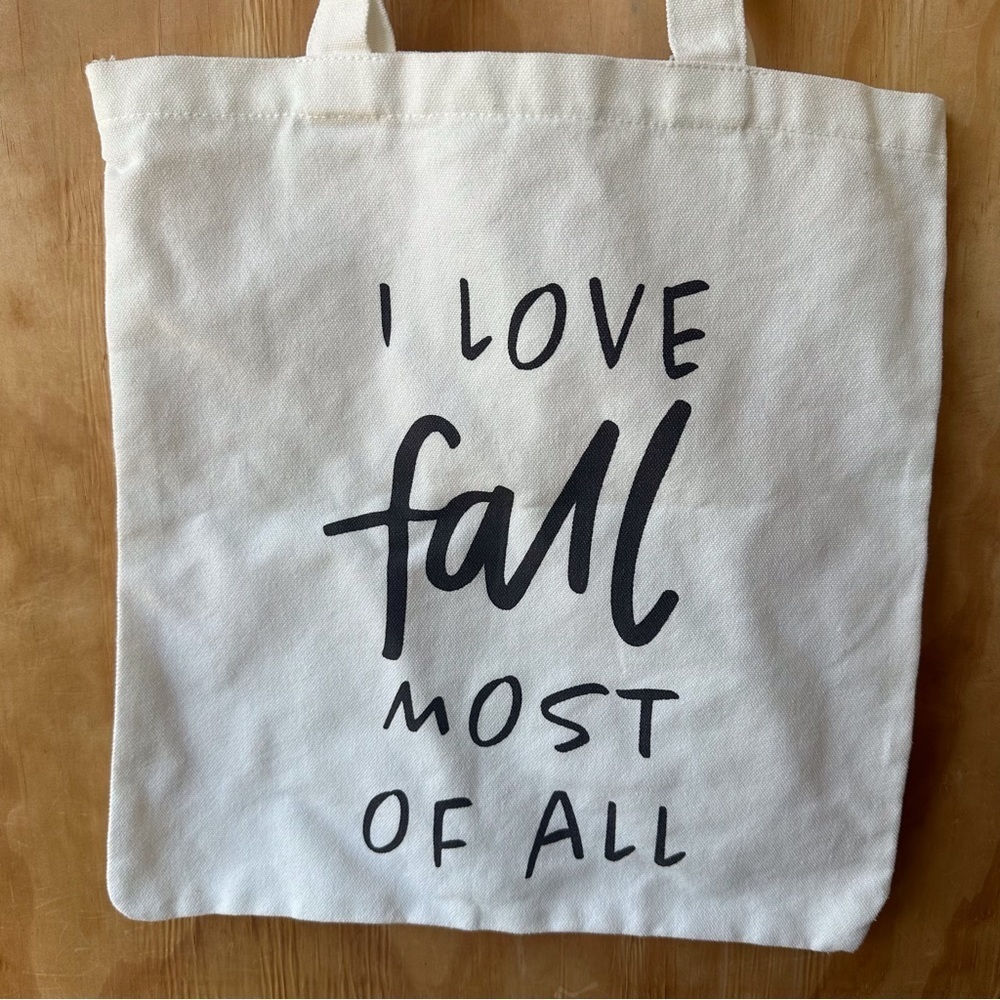 I Love Fall Canvas Cream Tote Bag